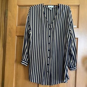 100% silk striped button up
